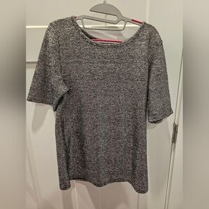 LuLaRoe XL Metallic Dot Shimmer Black Tunic Top Stretchy Party Blouse